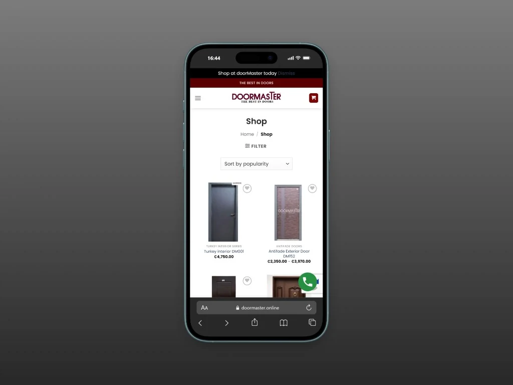 DoorMaster mobile shop page