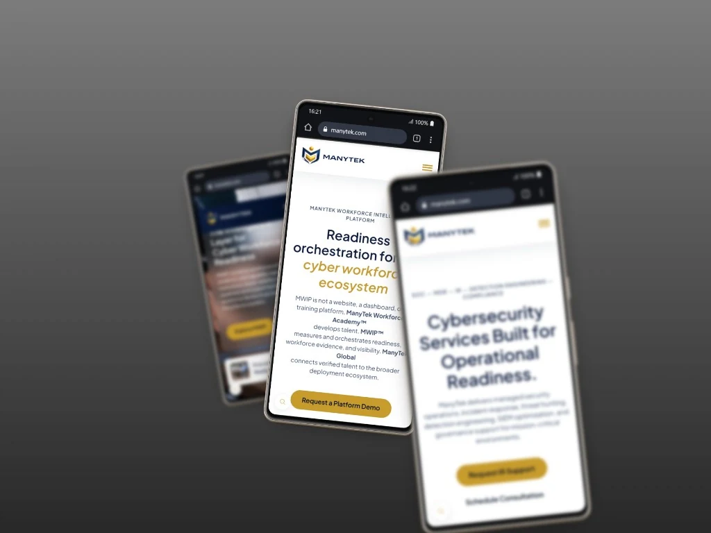 ManyTek mobile platform demo screens